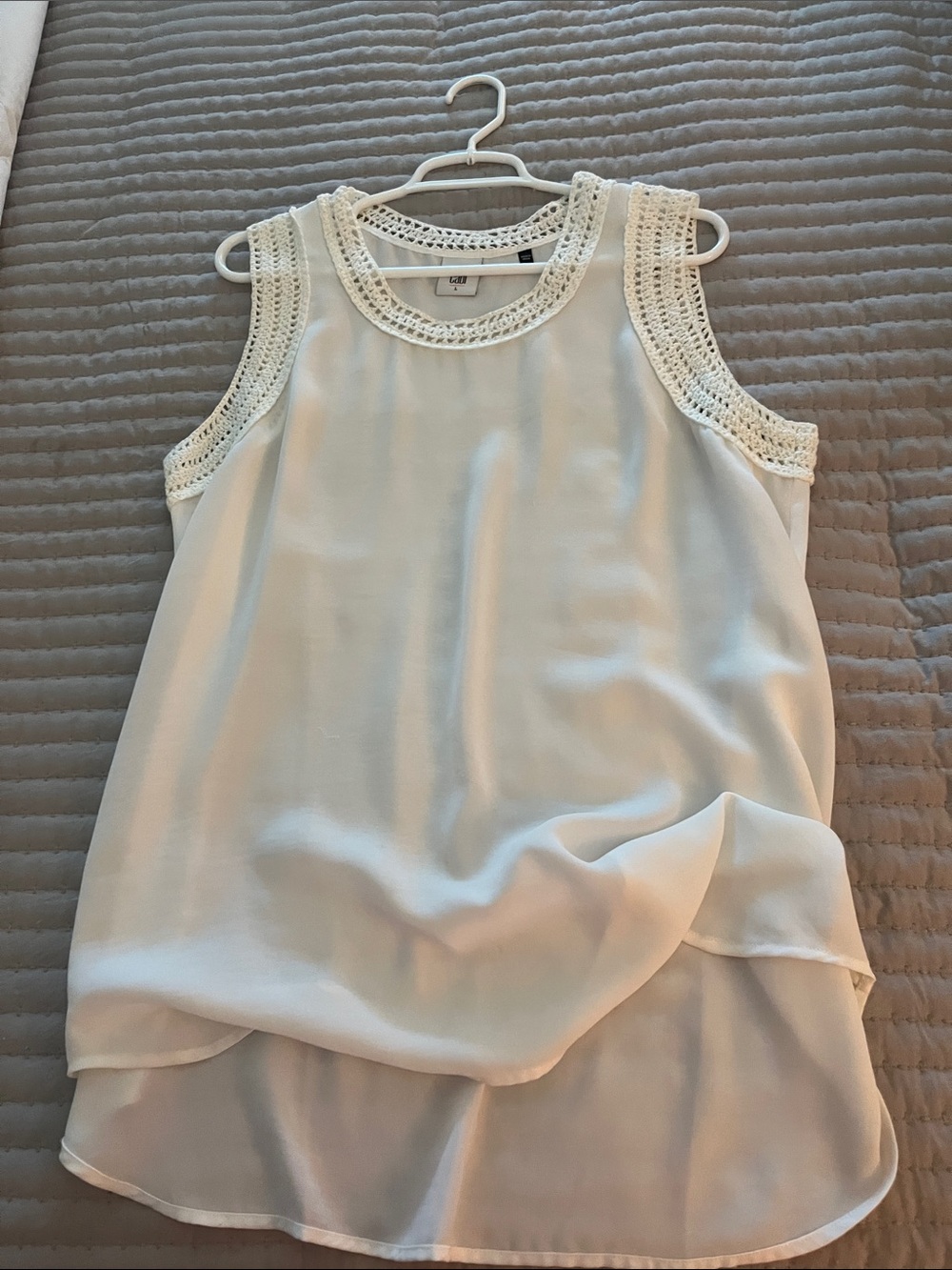 CAbi Cream Crochet-Trim Sleeveless Camisole